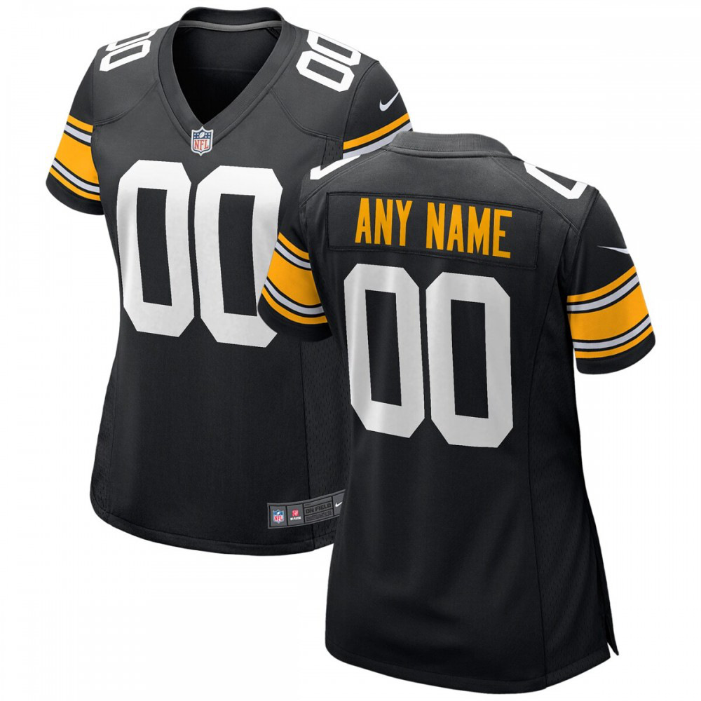 Pittsburgh Steelers Nike Women's Alternate Custom Game Jersey - Black-GridironStore
